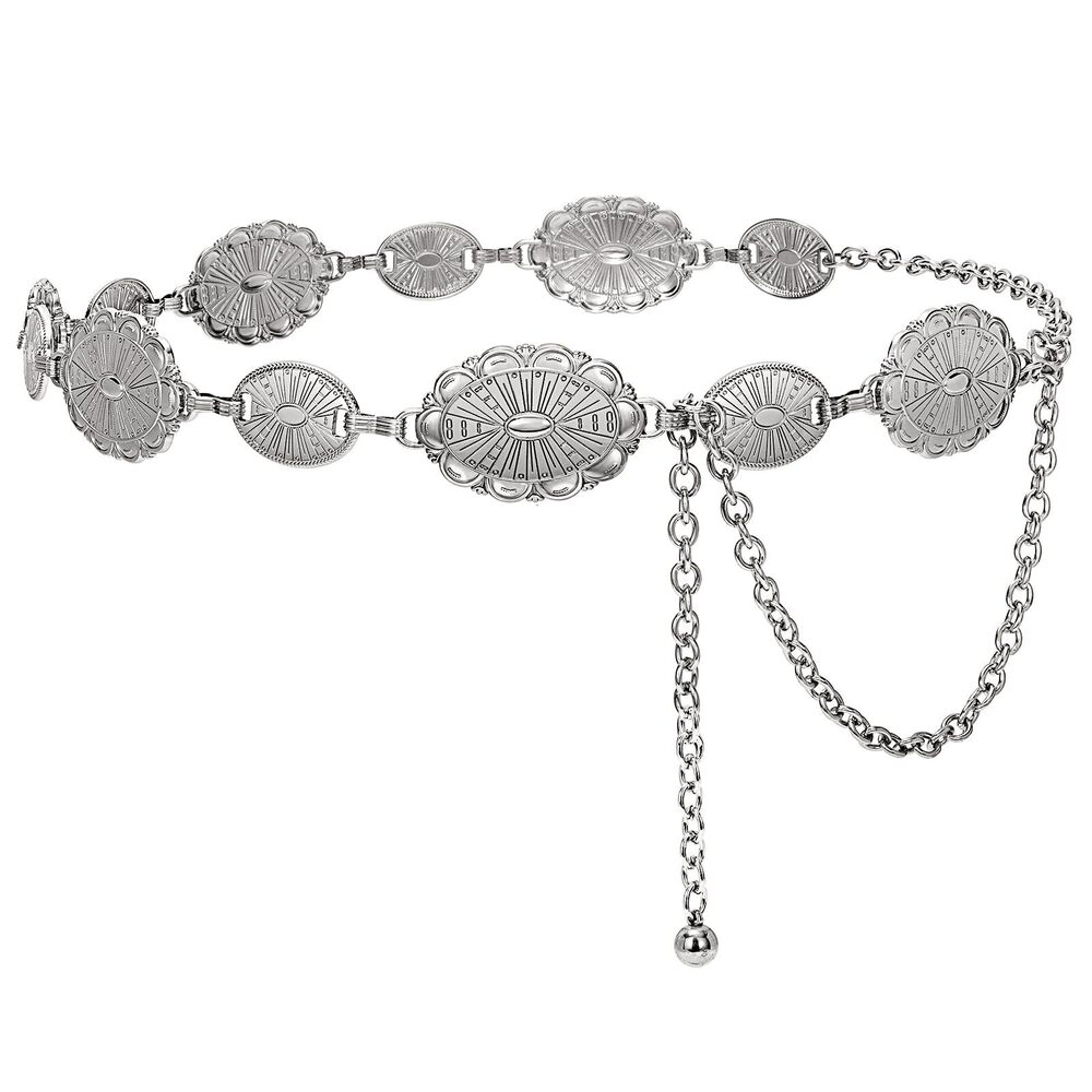 Silver Decorative Concho Chain Belt Item #3766